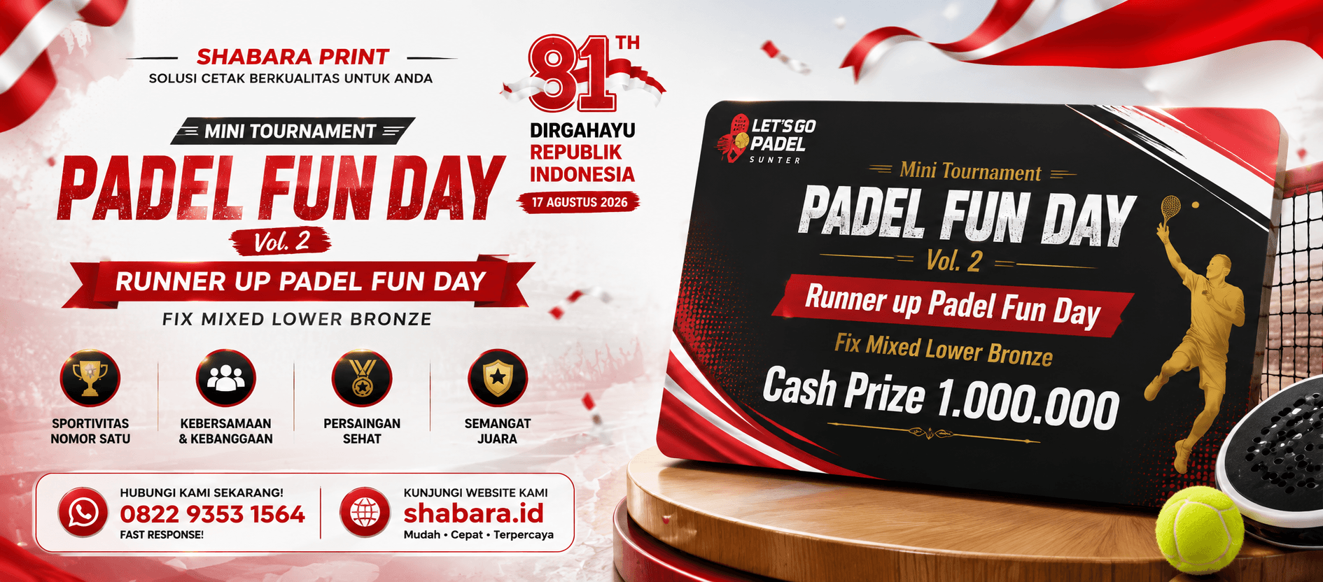 Pesan Piagam Runner Up Premium di Palmerah Jakarta Barat