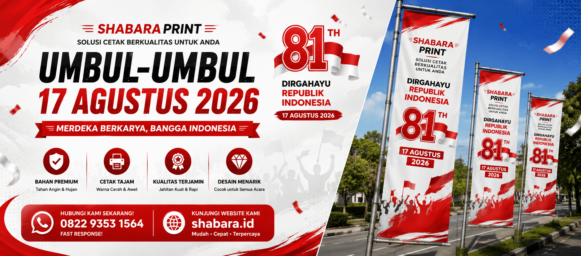 Cetak Umbul-Umbul Outdoor Tahan Cuaca di Taman Sari Jakarta Barat