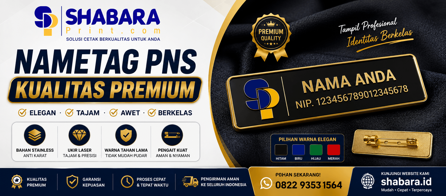 Cetak Nametag PNS Online Murah dengan Kualitas Premium dan Presisi Tinggi di Kalideres