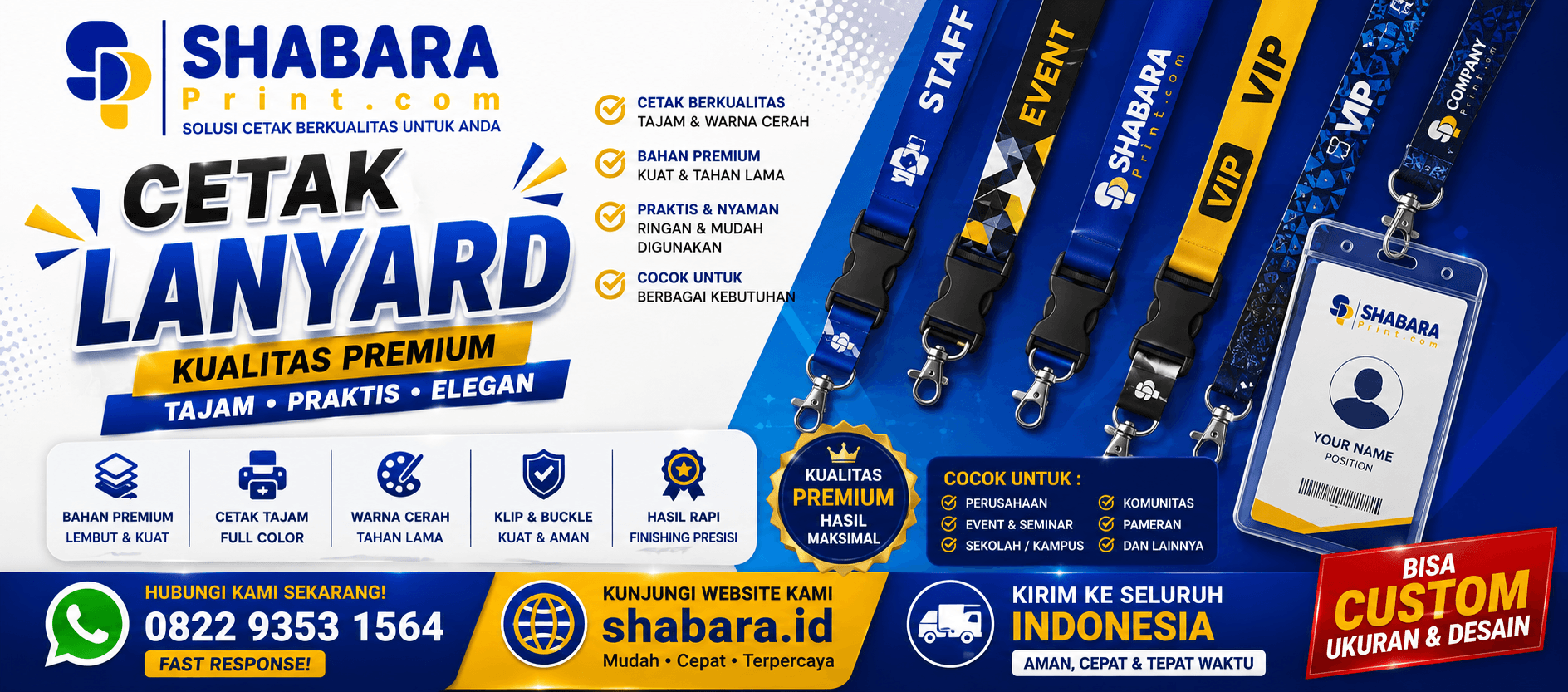 Cetak Lanyard Custom Berkualitas untuk Perusahaan, Event dan ID Card di Tambora, Jakarta Barat