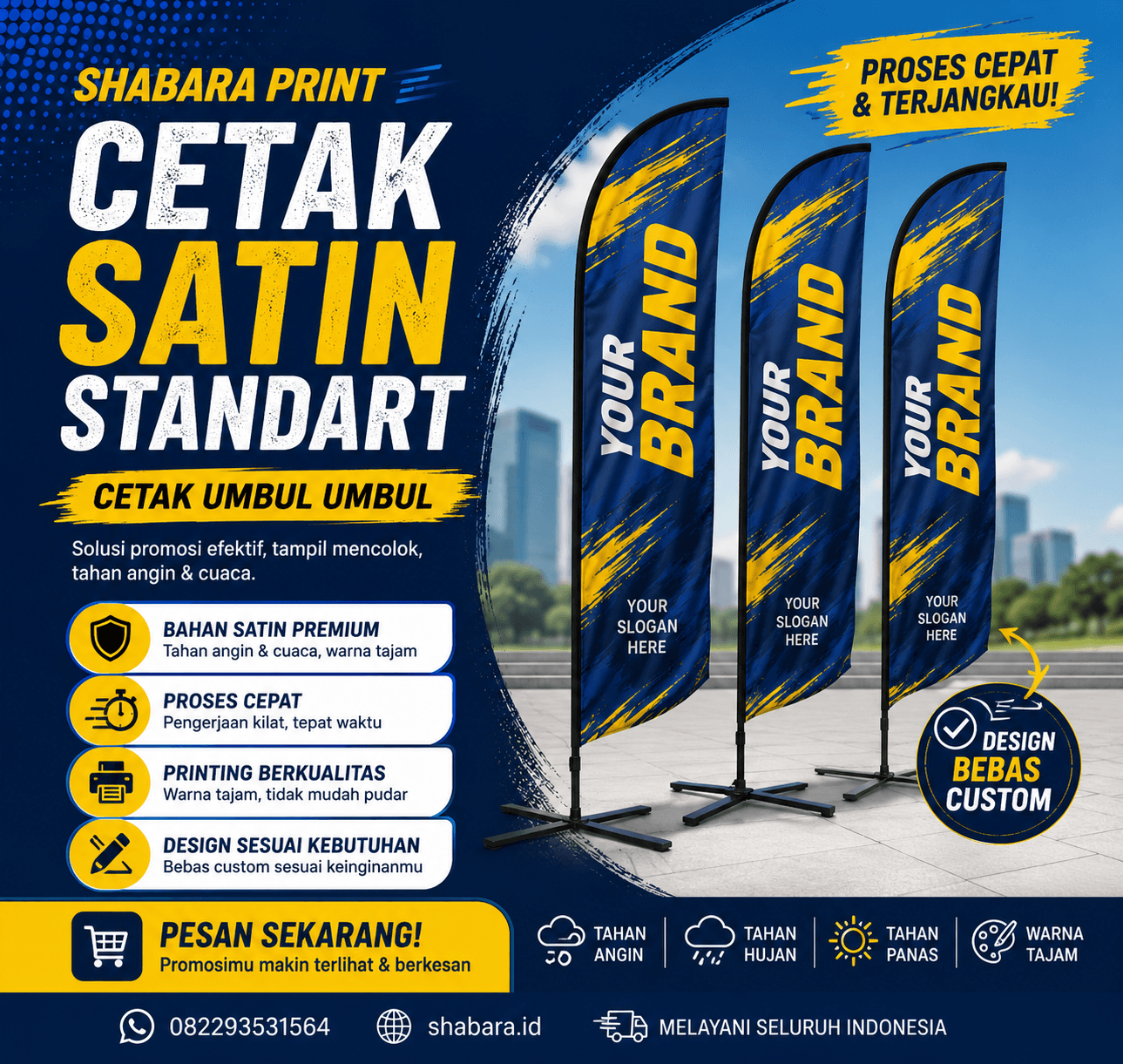 Cetak Satin Standart / Print Kain Umbul Umbul